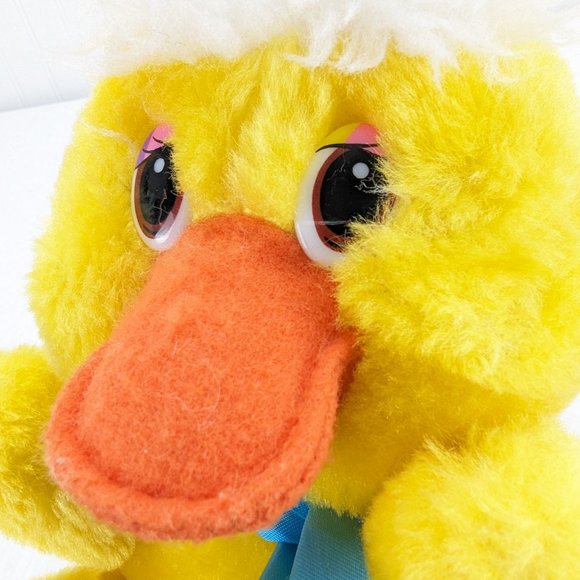1984 Animal Toy Yellow Duck Plush Stuffed Animal 7" Rainbow Feet Orange Beak - Picture 9 of 9